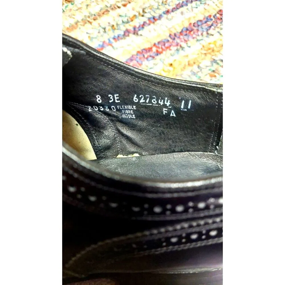 Vintage Florsheim Lexington Wingtip Oxford Shoes Men’s 8 3E Black Brogue